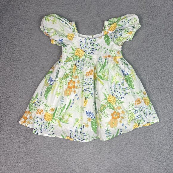 Janie & Jack Summer Pineapple Puff Sleeve Dress Size 2T Girls - Picture 1 of 8